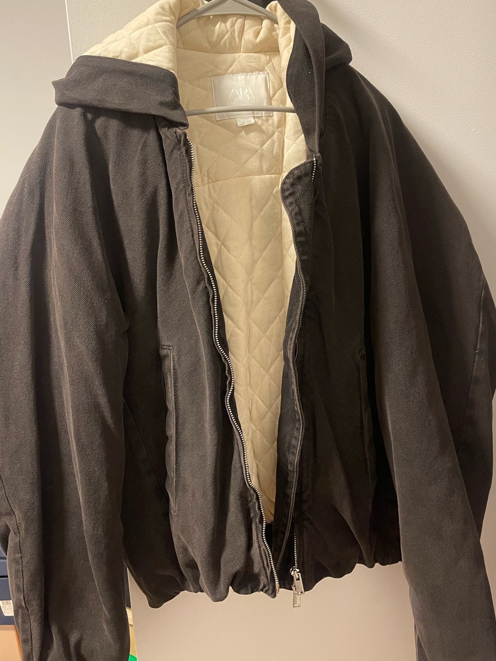 Zara Light Cream Quilted Jacket